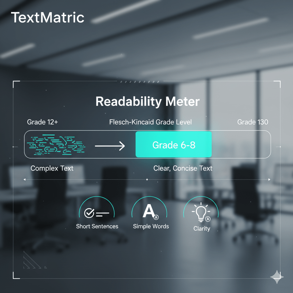 Graphic illustrating the Flesch-Kincaid Readability Scale with Grade 6-8 highlighted